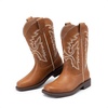 image:imageDREAM PAIRS Boys Girls Cowboy Boots Toddler Mid Calf Western Boots Square Toe Riding Boots for KidsBrown