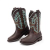 image:imageDREAM PAIRS Boys Girls Cowboy Boots Toddler Mid Calf Western Boots Square Toe Riding Boots for KidsBrownLeopard
