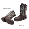 image:imageDREAM PAIRS Boys Girls Cowboy Boots Toddler Mid Calf Western Boots Square Toe Riding Boots for KidsBrownLeopard
