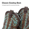image:imageDREAM PAIRS Boys Girls Cowboy Boots Toddler Mid Calf Western Boots Square Toe Riding Boots for KidsBrownLeopard