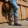 image:imageDREAM PAIRS Boys Girls Cowboy Boots Toddler Mid Calf Western Boots Square Toe Riding Boots for KidsBrownLeopard