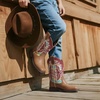 image:imageDREAM PAIRS Boys Girls Cowboy Boots Toddler Mid Calf Western Boots Square Toe Riding Boots for KidsBrownMulti