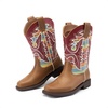 image:imageDREAM PAIRS Boys Girls Cowboy Boots Toddler Mid Calf Western Boots Square Toe Riding Boots for KidsBrownMulti
