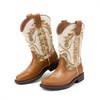 image:imageDREAM PAIRS Boys Girls Cowboy Boots Toddler Mid Calf Western Boots Square Toe Riding Boots for KidsCamelCamo