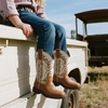 image:imageDREAM PAIRS Boys Girls Cowboy Boots Toddler Mid Calf Western Boots Square Toe Riding Boots for KidsCamelCamo