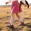 image:imageDREAM PAIRS Boys Girls Cowboy Boots Toddler Mid Calf Western Boots Square Toe Riding Boots for KidsPinkBrown