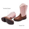 image:imageDREAM PAIRS Boys Girls Cowboy Boots Toddler Mid Calf Western Boots Square Toe Riding Boots for KidsPinkBrown