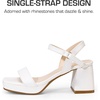 image:imageDREAM PAIRS Girls Sandals Open Toe Low Block Chunky Heels Sandals Party Dress Pumps Shoes for Little Big KidWhite