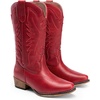 image:imageDREAM PAIRS Cowboy Boots for Women Cowgirl Western Mid Calf Boots Snip Toe Embroidered Stitched Low Chunky Heel Pull On Fashion BootsRed