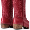 image:imageDREAM PAIRS Cowboy Boots for Women Cowgirl Western Mid Calf Boots Snip Toe Embroidered Stitched Low Chunky Heel Pull On Fashion BootsRed