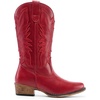 image:imageDREAM PAIRS Cowboy Boots for Women Cowgirl Western Mid Calf Boots Snip Toe Embroidered Stitched Low Chunky Heel Pull On Fashion BootsRed