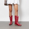 image:imageDREAM PAIRS Cowboy Boots for Women Cowgirl Western Mid Calf Boots Snip Toe Embroidered Stitched Low Chunky Heel Pull On Fashion BootsRed