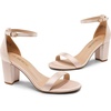 image:imageDREAM PAIRS Womens Chunky Block Heel Sandals Open Toe Ankle Strap Dress Shoes Comfortable Wedding Guest Heels for Party Prom and Formal EventsChampagnesatin