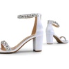 image:imageDREAM PAIRS Womens Chunky Block Heel Sandals Open Toe Ankle Strap Dress Shoes Comfortable Wedding Guest Heels for Party Prom and Formal EventsWhitesatin