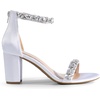 image:imageDREAM PAIRS Womens Chunky Block Heel Sandals Open Toe Ankle Strap Dress Shoes Comfortable Wedding Guest Heels for Party Prom and Formal EventsWhitesatin