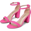 image:imageDREAM PAIRS Womens Chunky Block Heel Sandals Open Toe Ankle Strap Dress Shoes Comfortable Wedding Guest Heels for Party Prom and Formal EventsFuchsiasuede