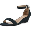 image:imageDREAM PAIRS Womens Ingrid Ankle Strap Low Wedge SandalNavySuede