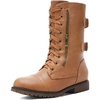 image:imageDREAM PAIRS Womens Mid Calf Builtin Wallet Pocket Lace up Military Combat BootsCamelpu