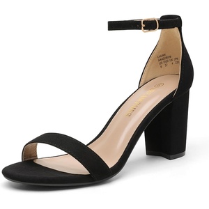 image:imageDREAM PAIRS Womens Chunky Block Heel Sandals Open Toe Ankle Strap Dress Shoes Comfortable Wedding Guest Heels for Party Prom and Formal EventsBlackSuede