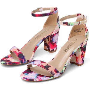 image:imageDREAM PAIRS Womens Chunky Block Heel Sandals Open Toe Ankle Strap Dress Shoes Comfortable Wedding Guest Heels for Party Prom and Formal EventsFloral