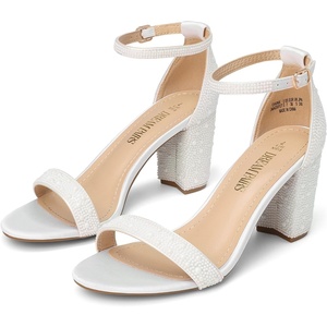image:imageDREAM PAIRS Womens Chunky Block Heel Sandals Open Toe Ankle Strap Dress Shoes Comfortable Wedding Guest Heels for Party Prom and Formal EventsWhitepearl