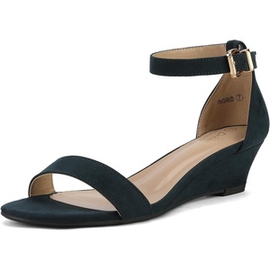 image:imageDREAM PAIRS Womens Ingrid Ankle Strap Low Wedge SandalNavySuede