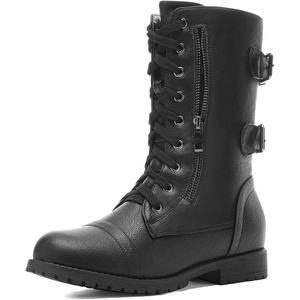 image:imageDREAM PAIRS Womens Mid Calf Builtin Wallet Pocket Lace up Military Combat BootsBlack