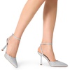 image:imageDREAM PAIRS High Heels for Women Closed Pointed Toe Dress Shoes for Women Ankle Strap Stiletto Heel Party Wedding Sexy Pump ShoesSilverglitter