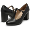 image:imageDREAM PAIRS Low Chunky Heels for Women TStrap Mary Jane Pumps Wedding Dress ShoesBlackPu