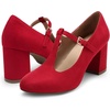 image:imageDREAM PAIRS Low Chunky Heels for Women TStrap Mary Jane Pumps Wedding Dress ShoesRed