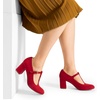 image:imageDREAM PAIRS Low Chunky Heels for Women TStrap Mary Jane Pumps Wedding Dress ShoesRed