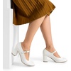 image:imageDREAM PAIRS Low Chunky Heels for Women TStrap Mary Jane Pumps Wedding Dress ShoesWhitePu