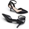 image:imageDREAM PAIRS Pointed Closed Toe Kitten Heels Stiletto Ankle Strap Womens Pumps Shoes for Women Wedding Party Dress SandalsBlackpu