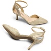 image:imageDREAM PAIRS Pointed Closed Toe Kitten Heels Stiletto Ankle Strap Womens Pumps Shoes for Women Wedding Party Dress SandalsGoldglitter