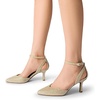 image:imageDREAM PAIRS Pointed Closed Toe Kitten Heels Stiletto Ankle Strap Womens Pumps Shoes for Women Wedding Party Dress SandalsGoldglitter