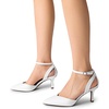 image:imageDREAM PAIRS Pointed Closed Toe Kitten Heels Stiletto Ankle Strap Womens Pumps Shoes for Women Wedding Party Dress SandalsWhitepu