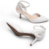 image:imageDREAM PAIRS Pointed Closed Toe Kitten Heels Stiletto Ankle Strap Womens Pumps Shoes for Women Wedding Party Dress SandalsWhitepu