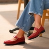 image:imageDREAM PAIRS Womens Ballet Mary Jane Flats Comfortable Business Office Dress Shoes for Women Dressy and Work with Ankle StrapRed