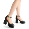 image:imageDREAM PAIRS Womens Chunky Platform High Heels Closed Toe Block Ankle Strap Dress Wedding Party Pumps ShoesBlackpu