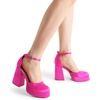 image:imageDREAM PAIRS Womens Chunky Platform High Heels Closed Toe Block Ankle Strap Dress Wedding Party Pumps ShoesHot Pinksatin