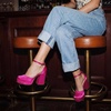 image:imageDREAM PAIRS Womens Chunky Platform High Heels Closed Toe Block Ankle Strap Dress Wedding Party Pumps ShoesHot Pinksatin