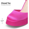 image:imageDREAM PAIRS Womens Chunky Platform High Heels Closed Toe Block Ankle Strap Dress Wedding Party Pumps ShoesHot Pinksatin