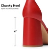 image:imageDREAM PAIRS Womens Chunky Platform High Heels Closed Toe Block Ankle Strap Dress Wedding Party Pumps ShoesRedpu