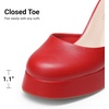 image:imageDREAM PAIRS Womens Chunky Platform High Heels Closed Toe Block Ankle Strap Dress Wedding Party Pumps ShoesRedpu