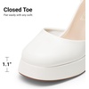 image:imageDREAM PAIRS Womens Chunky Platform High Heels Closed Toe Block Ankle Strap Dress Wedding Party Pumps ShoesWhitepu