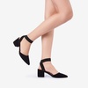 image:imageDREAM PAIRS Womens Closed Pointed Toe High Chunky Heels Pumps Ankle Strap Dress Shoes for Wedding Office Party 3 InchesBlackSuede