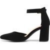 image:imageDREAM PAIRS Womens Closed Pointed Toe High Chunky Heels Pumps Ankle Strap Dress Shoes for Wedding Office Party 3 InchesBlacknubuck