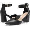 image:imageDREAM PAIRS Womens Closed Pointed Toe High Chunky Heels Pumps Ankle Strap Dress Shoes for Wedding Office Party 3 InchesBlackpu