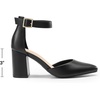 image:imageDREAM PAIRS Womens Closed Pointed Toe High Chunky Heels Pumps Ankle Strap Dress Shoes for Wedding Office Party 3 InchesBlackpu