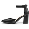 image:imageDREAM PAIRS Womens Closed Pointed Toe High Chunky Heels Pumps Ankle Strap Dress Shoes for Wedding Office Party 3 InchesBlackpu
